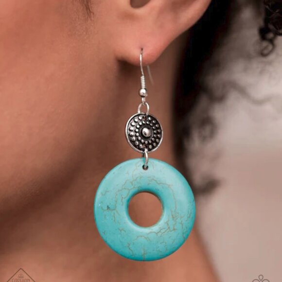paparazzi Jewelry - Paparazzi Jewelry Accessories - Earthy Epicenter - Blue Earrings - Vintage